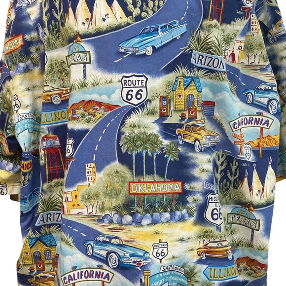 Pacific Legend Hawaiian Mens Camp Shirt 4XL Historic Route 66 and Cars Matching - Picture 8 of 10